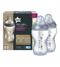 Biberon Tommee Tippee Closer to Nature, 340 ml, PP, Bufnita, 3 luni +, 2 buc